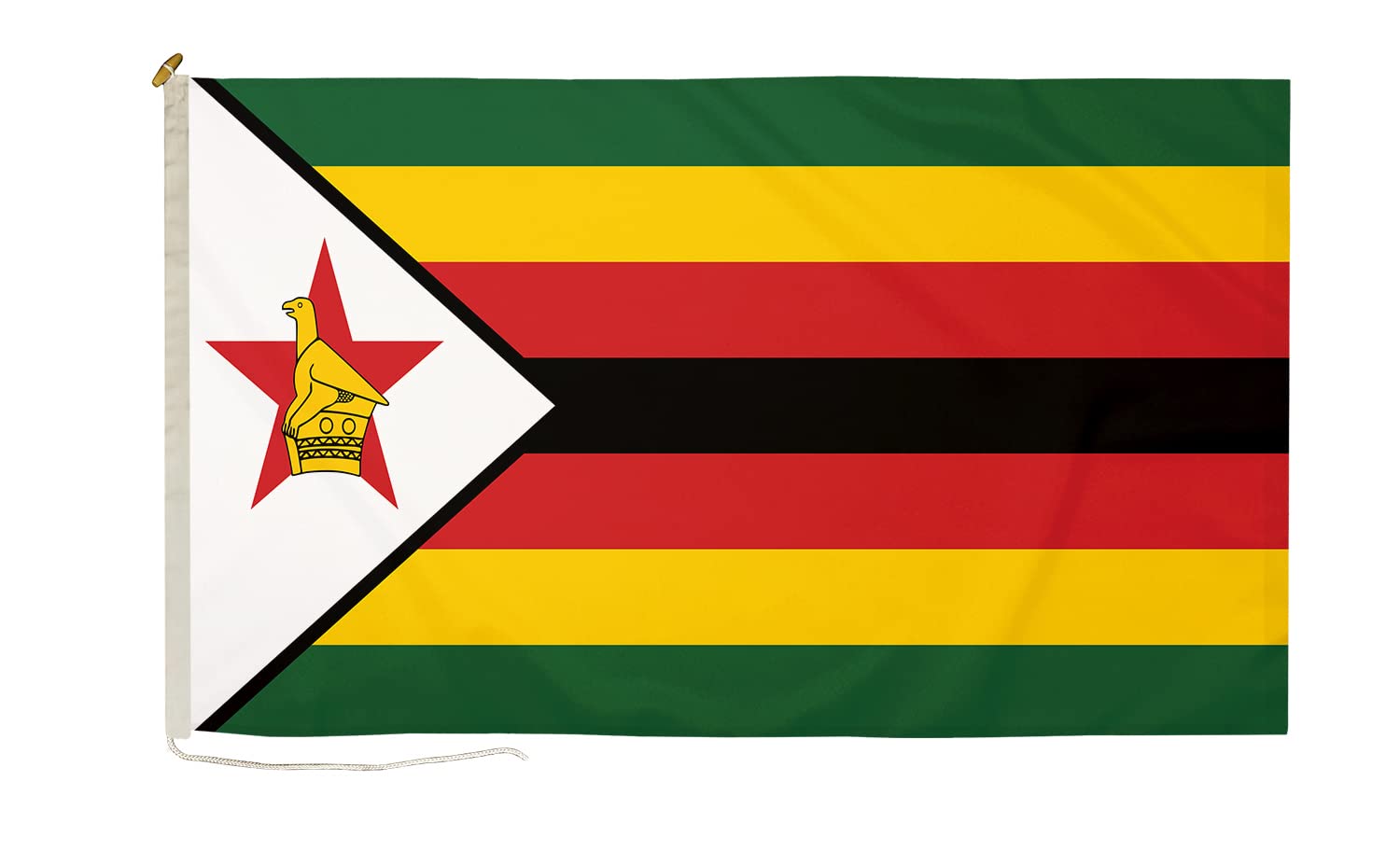 DuraFlag Zimbabwe Small Courtesy 20x12" Rope and Toggled Premium Quality 50x30cm Flag