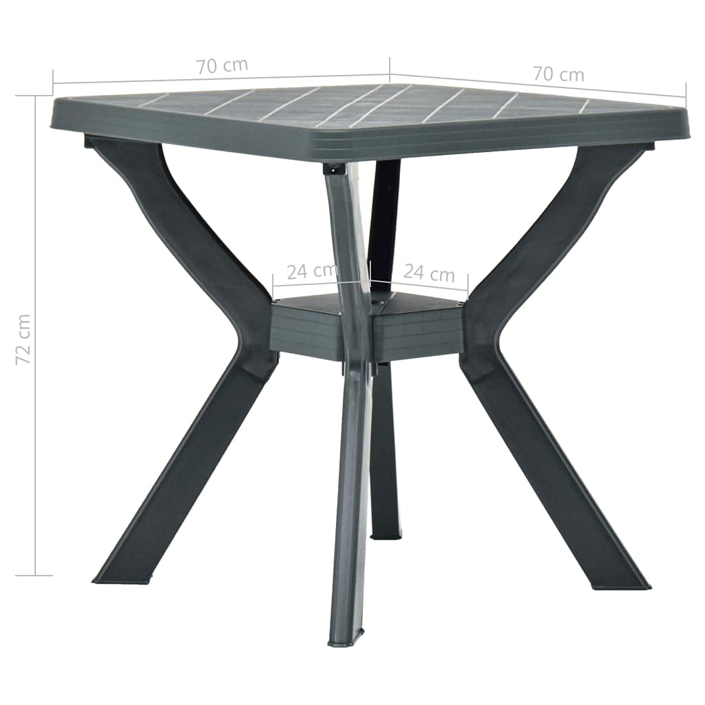 Générique Plastikowy stół ogrodowy 70x70x72 cm Zielony | Lekki i łatwy do przenoszenia, odporny na warunki atmosferyczne, bez konieczności montażu, na patio