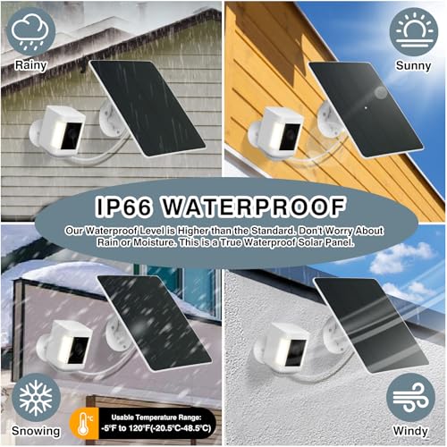 Solar Panel for Ring Camera, Compatible with Ring Spotlight Cam Battery/Plus/Pro & Stick Up Cam Battery/Pro, 1 Pack 6W Solar Charger USB-C & DC for Security Camera, Fast Charging