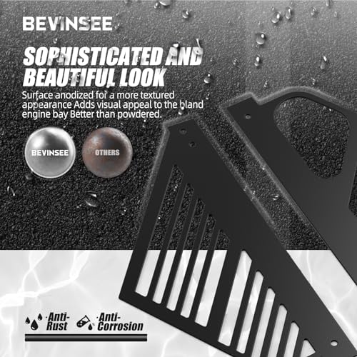 Image of Bevinsee Engine Bay Covers Compatible with Chevrolet Corvette C8 2020-2023 | C8 Engine Cover Aluminum, for C8 Corvette Accessories, 2PCS