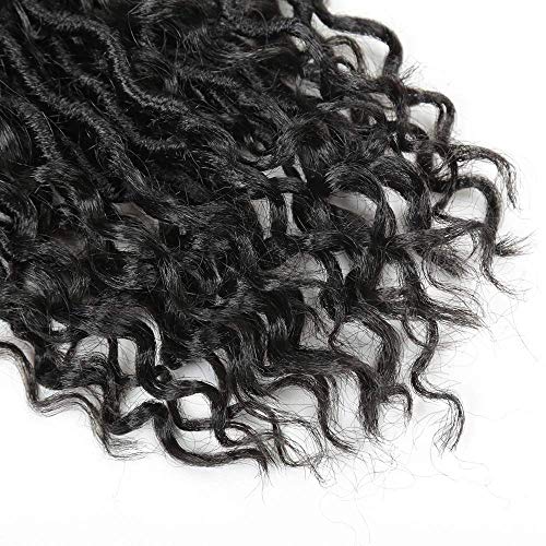 Goddess Locs Crochet Hair 14 Inch 5packs River Locs Wavy Crochet With Curly Hair In Middle And Ends Synthetic Braiding Hair Extension (14 inch, 5Packs/120Sstrands,1B)