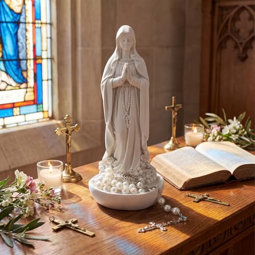 Estatua Virgen María con Rosario 7.8" H Decoración Religiosa