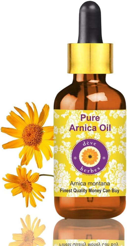Deve Herbes Arnica Oil (Arnica Montana) with Glass Dropper | Infused | Pure | Non-Sticky | Lightweight | for Facial Care | Men & Women | 100ml (3.38 oz)