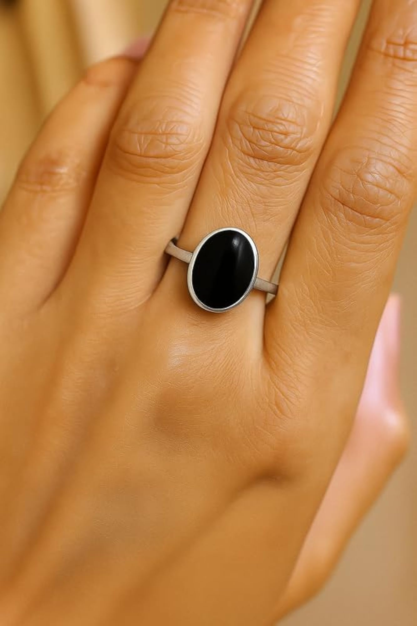 Women's 9.50 Carat Black Hakik Panchdhatu Adjustable Ring