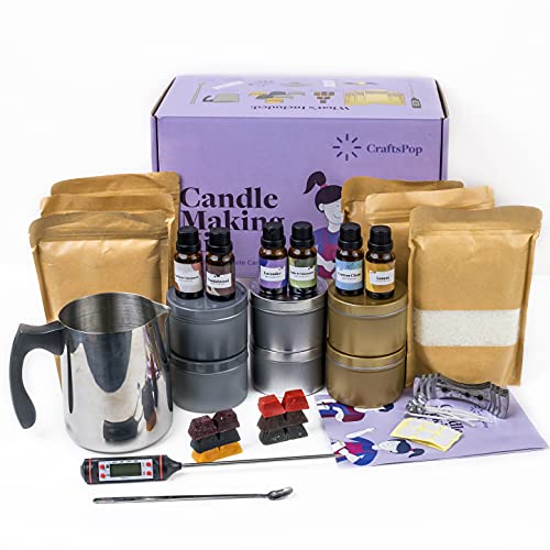 CraftsPop Soy Candle Making Kit for Adults - Soy Wax for Candle Making - DIY Candle Making Supplies Including Candle Wax for Candle Making, Candle Pouring Pot, and Electronic Thermometer