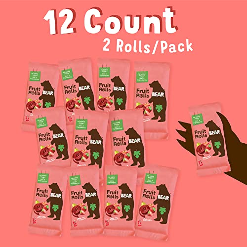 BEAR Real Fruit Snack Rolls - Gluten Free, Vegan, and Non-GMO - Strawberry – Healthy School And Lunch Snacks For Kids And Adults, 0.7 Ounce (Pack of 12) - Thumbnail 4