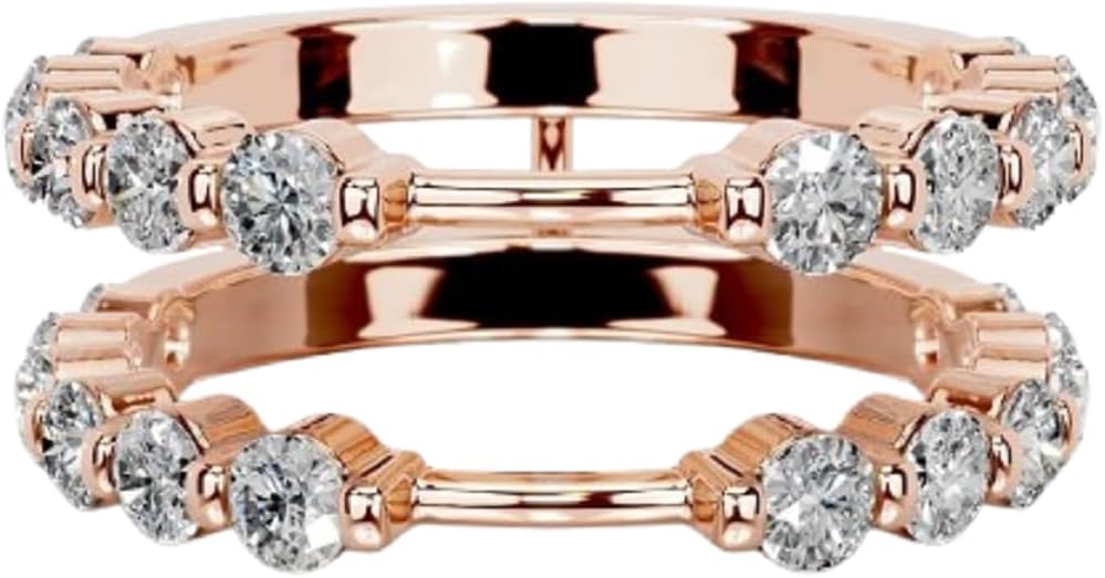 1.00 Carat Round Colorless Moissanite Wedding Band Unique Enhancer Eternity Perfect Matching Band With Engagement Ring 925 Sterling Silver Solid 10k/14k/18k Rose Gold Band For Women