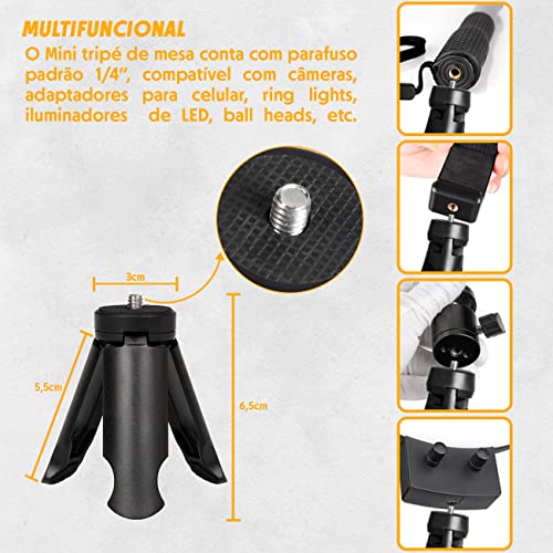 Kit Mini Studio Fotográfico 6 Fundos Coloridos 23cm Tripé para Celular e Plug Conector 5W T-Photo