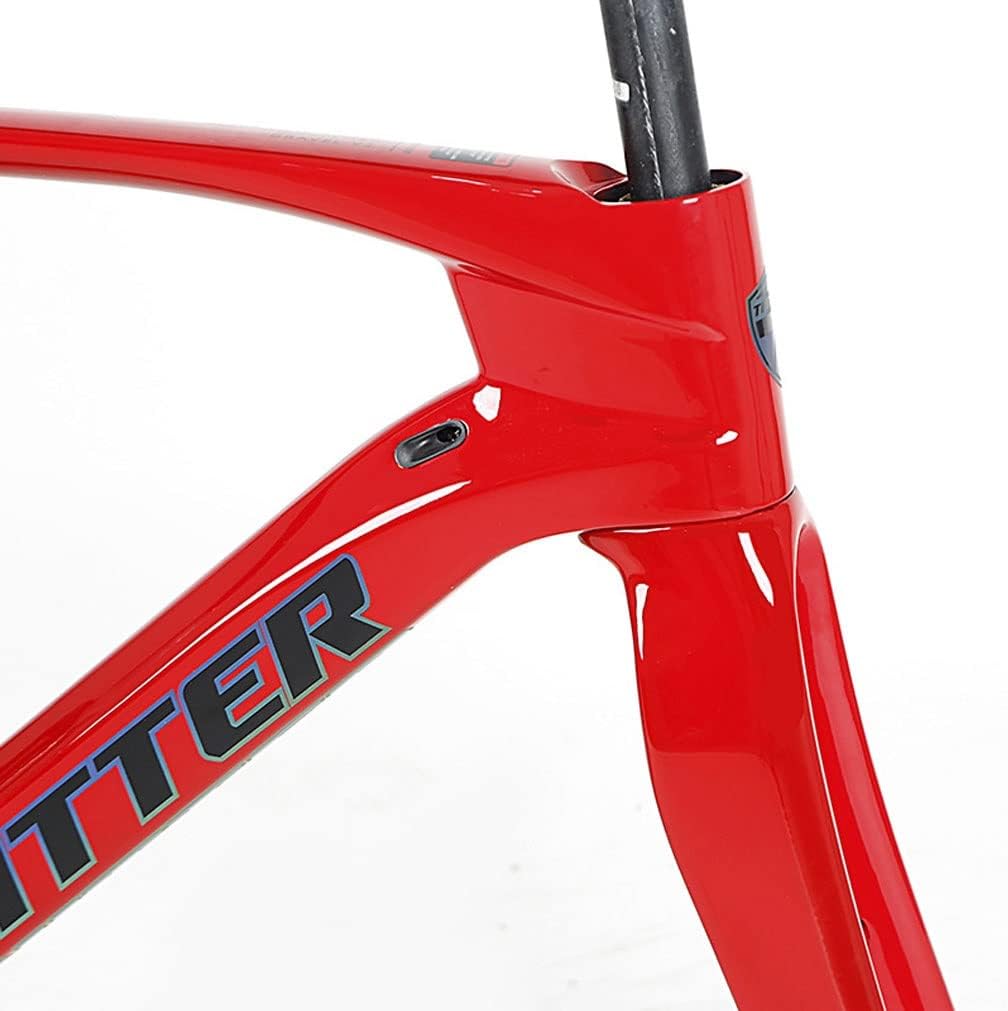 Road Bike Frameset Carbon Lightweight Climbing Cross-Country Frame 45/48/51/54cm Disc Brake Racing Frame Thru Axle 100/142mm Red(54CM)