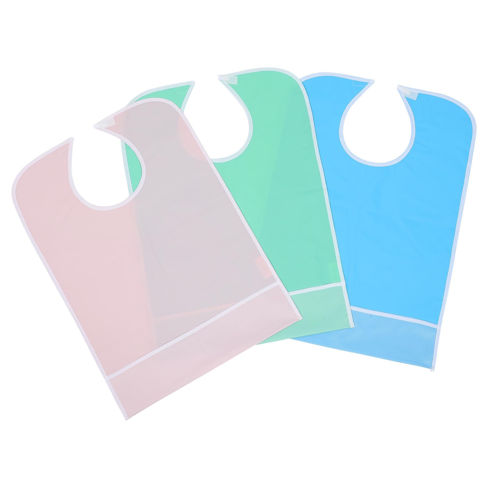 Ciieeo Bavaglini Colore Adulti i Pvc Pezzi per 3 Impermeabili Chiusura a Protezione Strappo Abiti Riutilizzabile Casuale per Anziani Durante Pasti