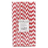 Extra Long Paper Straws 10 Inch - Biodegradable Disposable Long Drinking Straws - Red/White Striped, 100