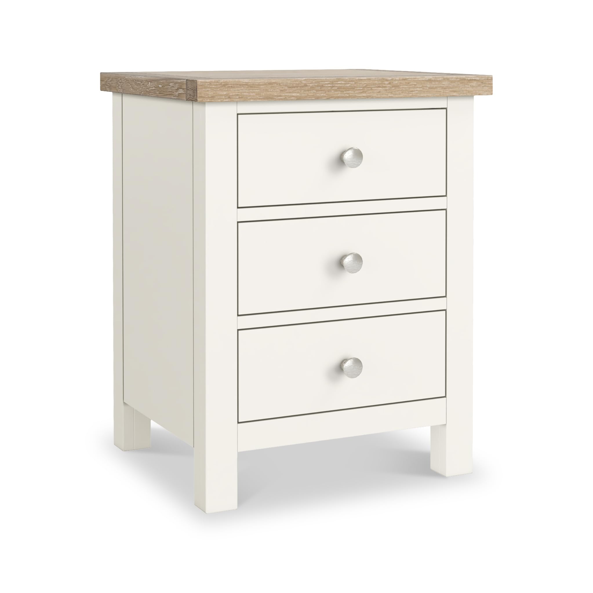 RoselandFurniture Farro XL Coconut White 3 Drawer Bedside Table