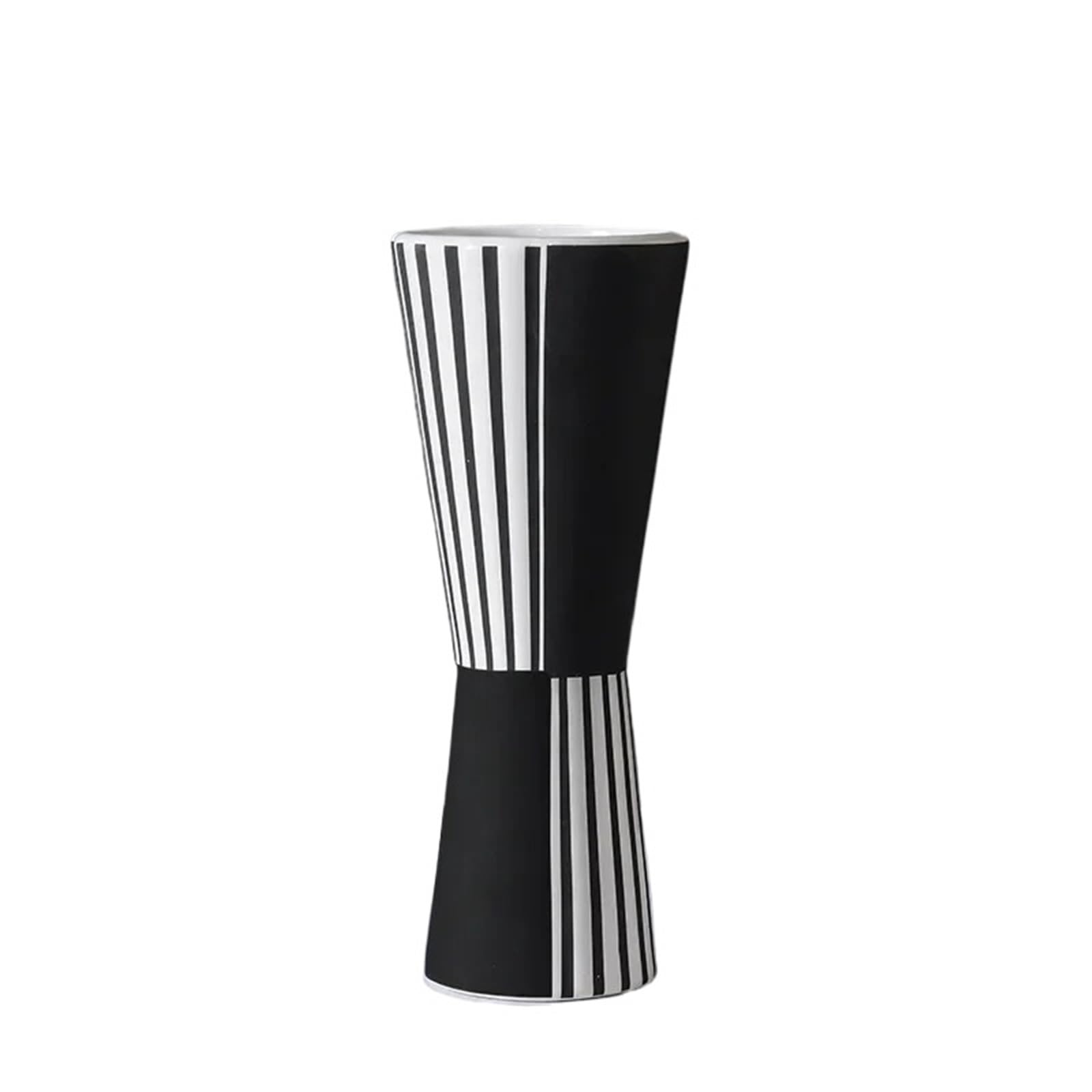 Geometric Vase Simple Modern Black White Ceramic Vase Flower Arrangement Container Irregular Geometric Living Room Countertop Decoration(Style01)