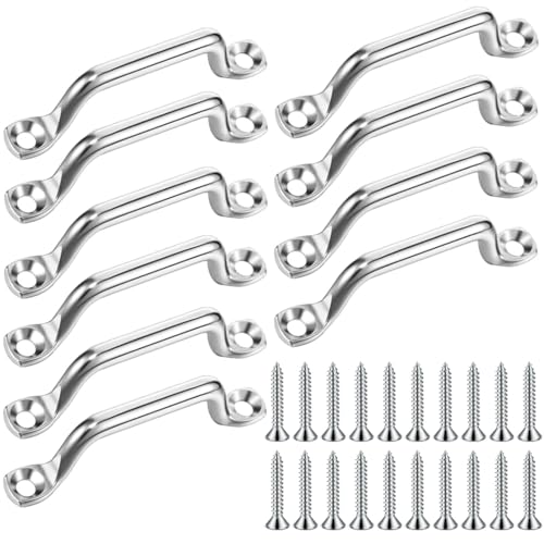 KITRDOOR Augplatte, 10 Stück Edelstahl Ösen Halterung Boot Top Pad Eye Deck Loop Augenband-Deckring Kajak Pad Marine Hardware Decksplatte Befestigungshaken Kit mit 20 Schrauben für Kajak Kanu Rigging