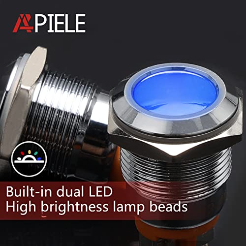 Api-Ele [ 3 Year Warranty] 5 Pcs Of Led Indicator Light 16Mm Metal Shell Pilot Custom Dash Signal Lamp Concave Head (12V Dc) #TOP3