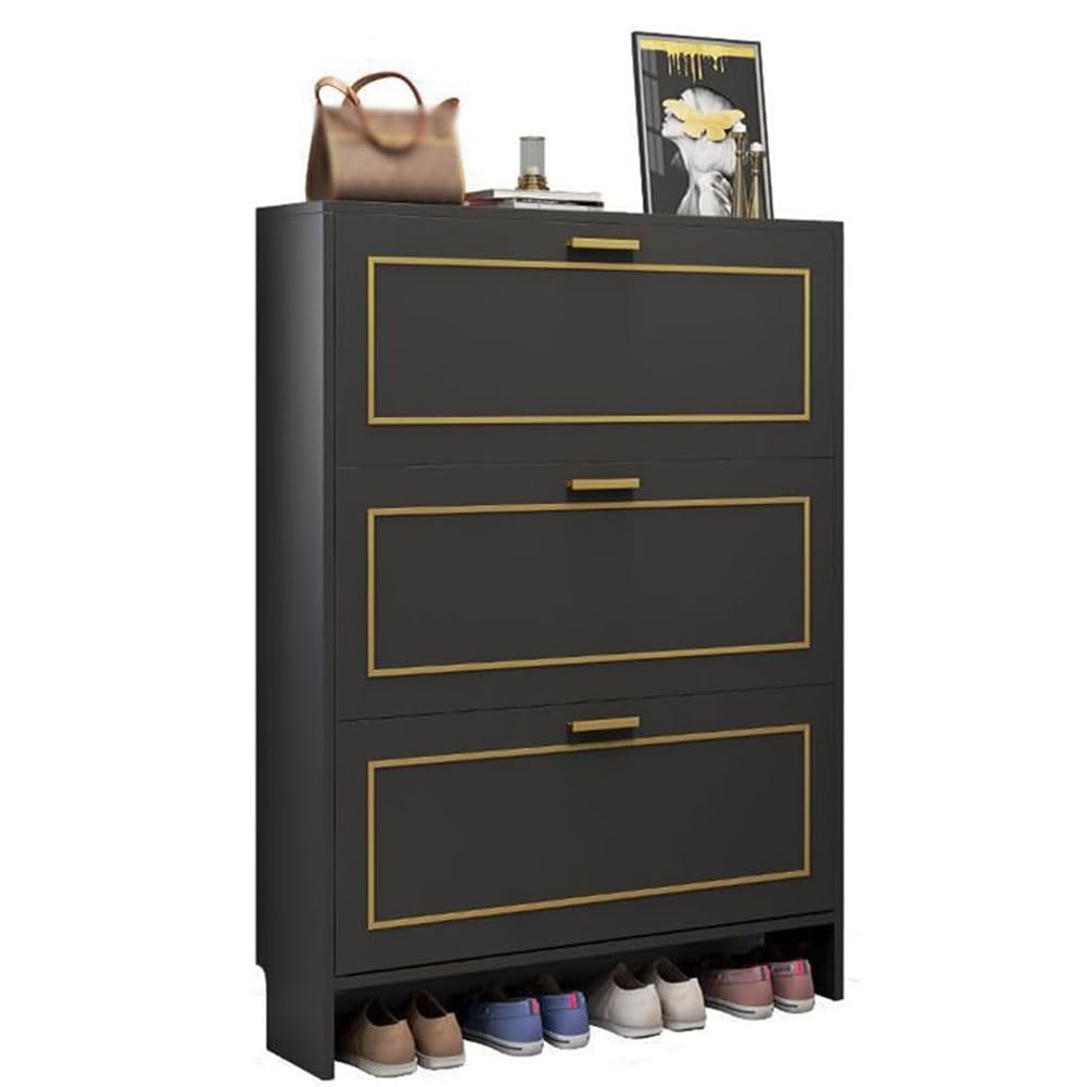 Shoe Storage Cabinet for Entryway Slim, 3 Doors Narrow Shoe Rack Storage Cupboard With Large Storage Desktop Freestanding Footwear Stand for Hallway, Entryway, Living Room