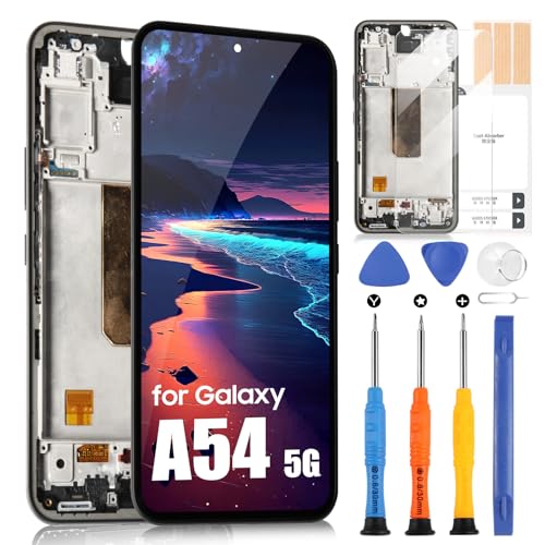 OLED Pantalla para Samsung Galaxy A54 5G 2023 LCD Display para Samsung A54 5G 2023 A546 SM-A546B SM-A546V SM-A546U LCD Pantalla Táctil Digitazer Assembly Reemplazo con Kit Reparación