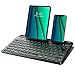 Produktbild Dracool Bluetooth Tastatur Tablet, 7 Farben Beleuchtete 3 Kanäle Multi-Device Kabellos Tastatur mit Halterung für iPad Pro Air Mini/iOS/MacOS/Windows/Android/Smartphone Deutsch QWERTZ - Schwarz