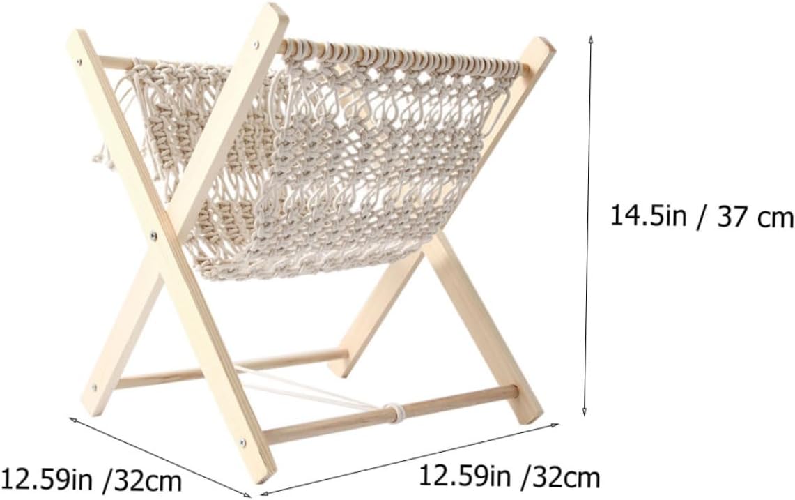 Cotton Rope Magazine Shelf Hand Woven Storage Rack for Books and Sundries Bohemian Style for Bedroom Office Apartment and Hotel Decor