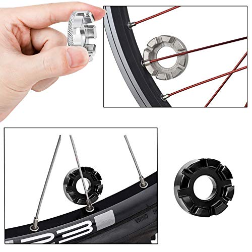 CHIVENIDO 7Pcs Spoke Tool Kit - 8 Cut Open Bicycle Spoke Wrench Tire Lever Bike Spoke Wrench with Rubber Handle Y-Type Hex Wrench Socket Wrench Tire Valve Stem Core Tool Bike Repairing Pocket Tools