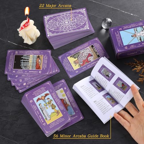 Image of Pink Tarot Cards for Beginners with Meaning on Them, 78 Classic Original Tarot Deck Cards with Guide Book