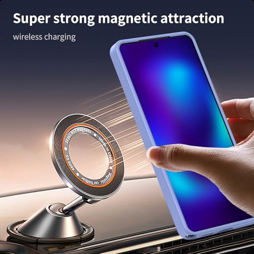 Image of VONZEE Compatible with Samsung Galaxy S26 Ultra 5G Case Luxury Retro Flowers Floral Clear for Magnetic Wireless Charging Case Shockproof PC+TPU Cute Glossy Shiny Cover for Girls Women, Official Blue