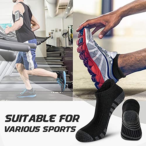 Men's and Women's Athletic Ankle Socks, No Show Low Cut Sports Socks for Running, 6 Pairs,9-12,Black4