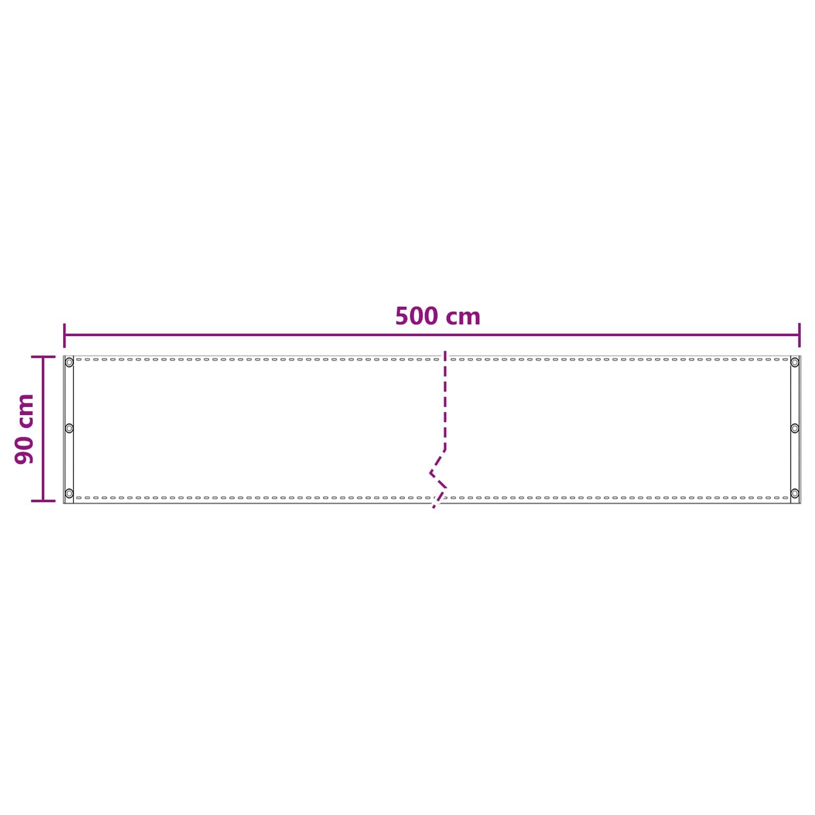 Osłona balkonowa, 90 x 500 cm, wykonana z HDPE i aluminium, z ochroną przed promieniowaniem UV i odpornością na ścieranie, w zestawie linka PE o długości 12 m, idealna na balkon, taras, do