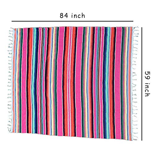 Eccbox 84 X 59 Inch Large Mexican Serape Blanket With Assorted Bright Colors Mexican Tablecloth For Mexican Wedding Party Decorations #TOP4