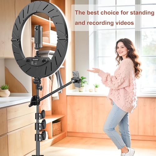 Image of Ring Light 18 inch with Stand, 55w 6700K LED Light,63 inch Tripod,Multi-Angle Adjustable Phone Stand, for iPhone and Android Phones, CRI95, Suitable for YouTube, TikTok, Selfies (Black, 18 inch)