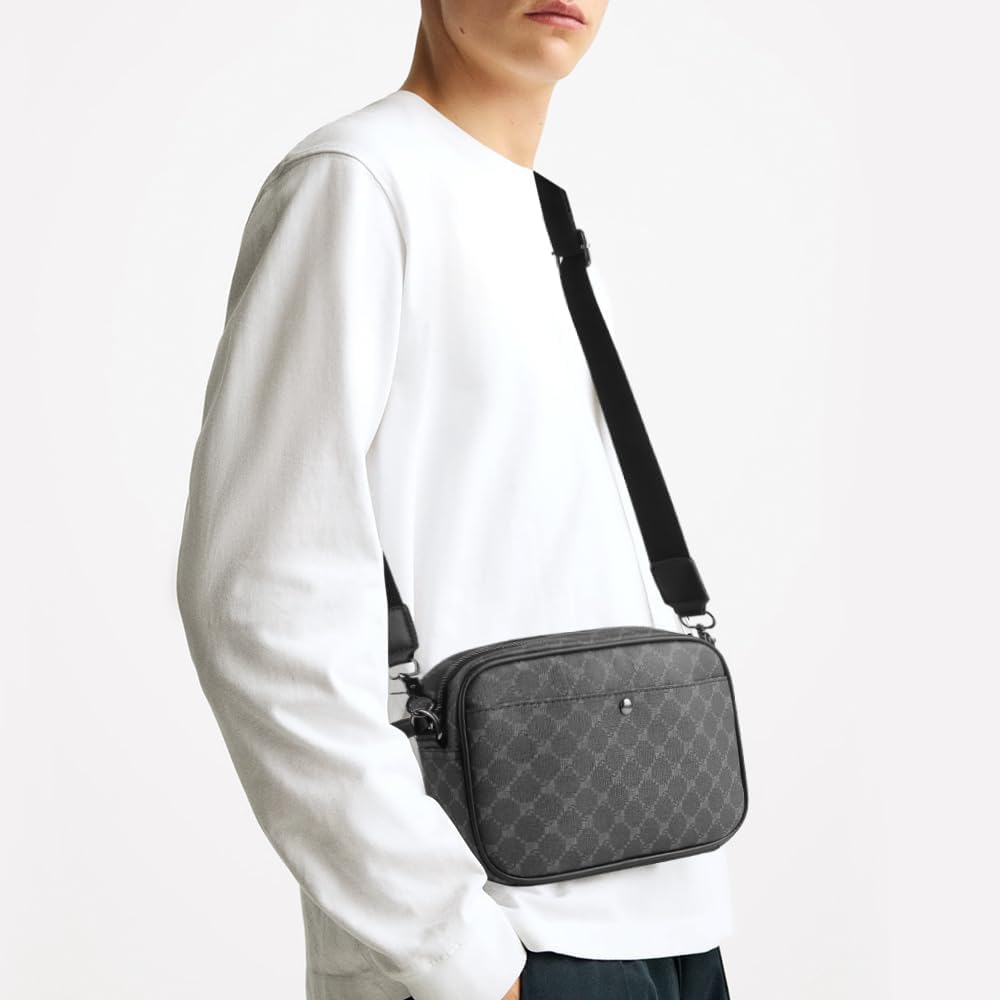 Starnearby - Bolso bandolera para hombre, de piel sintética, Crossbody Bag, pequeño bolso cuadrado, bandolera, bolsa para teléfono móvil, bolsa para negocios, viaje y trabajo