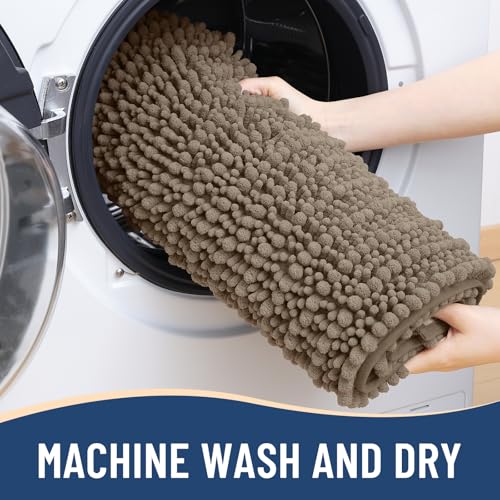 Image of Arotive Luxury Bathroom Runner Rugs 44x24, Extra Soft Thick Absorbent Shaggy Chenille Bath Rugs, Machine Wash Dry, Bath Mats for Bathroom Floor, Tub and Shower, Home Decor Accessories, Camel