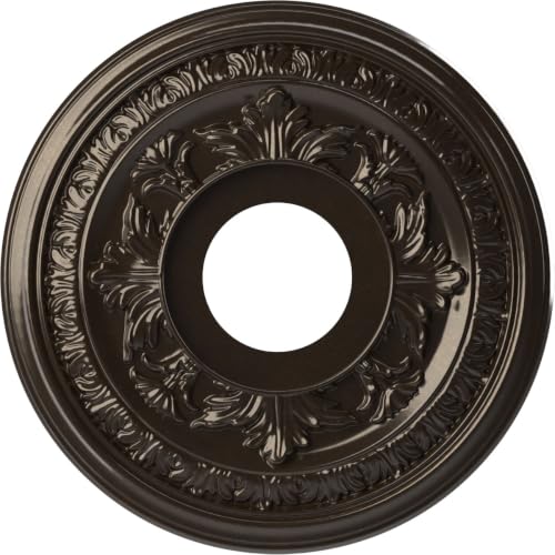 Image of Ekena Millwork CMP13BAERU Baltimore Thermoformed PVC Ceiling Medallion (Fits Canopies up to 5 1 /4 inch), 13 inchOD x 3 1 /2 inchID x 3 /4 inchP, Universal Metallic Rustic Mist