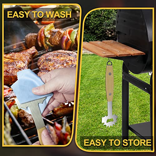 BBQ Grill Scraper Tool of Extended Handle, Cool BBQ Gifts for Men Women Dad Mom Husband Wife , Bristle Free Safe BBQ Scraper Fits Any Grilling Grate or Smoker Cleaning Tool - Bottle Opener - Thumbnail 7