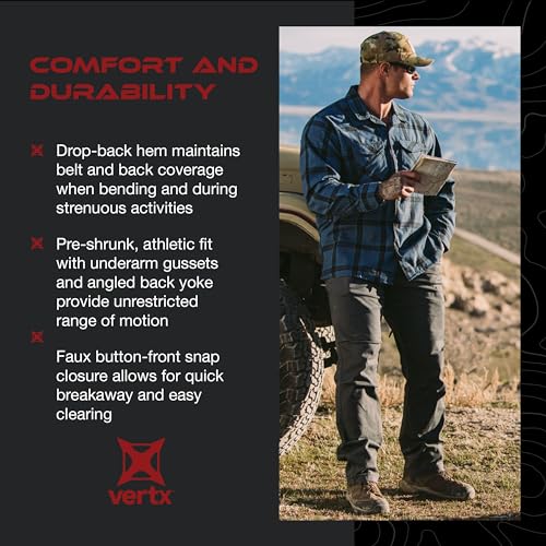 Vertx Canyon River Mens Tactical Flannel Shirt Long Sleeve Outdoor Work Shirts with Pockets, Tactical Operations Gear4