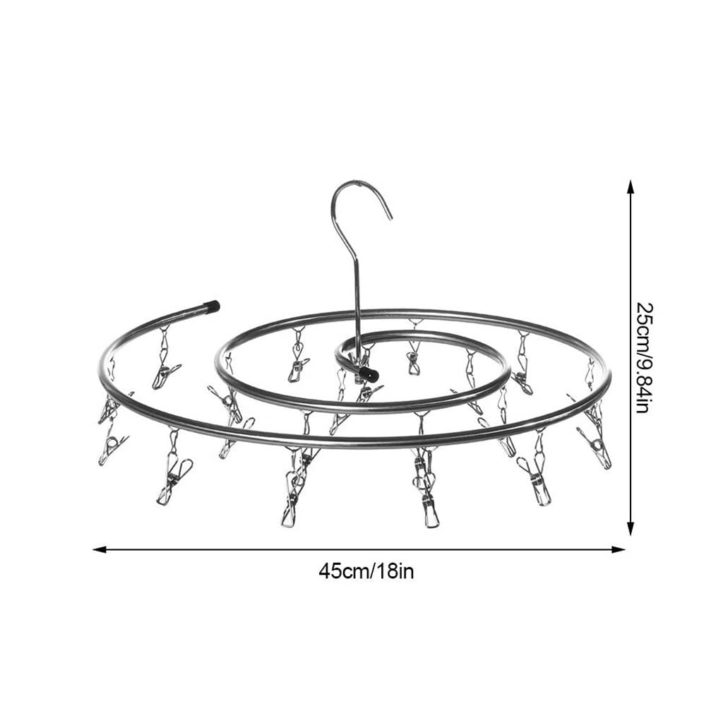 Stendibiancheria in acciaio inossidabile con clip Mollette Appendiabiti a spirale per asciugare i calzini (B)
