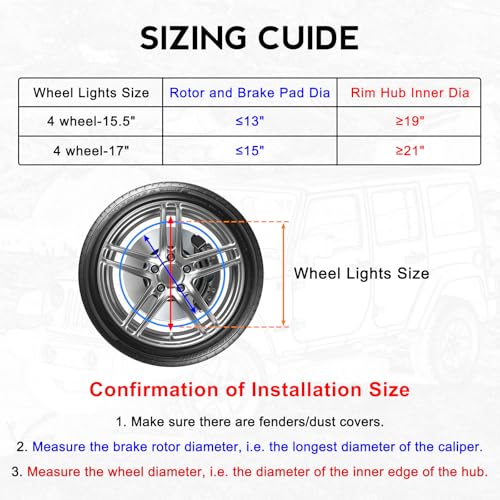 YISWHIS 4PCS 17 INCH Double Row Pure White Wheel Lights,Chasing Light Modes, Remote Control, IP67 Waterproof, 6500K Cold White Rim Lights for Truck Pickup Car Van SUV Jeep Vehical Offroad