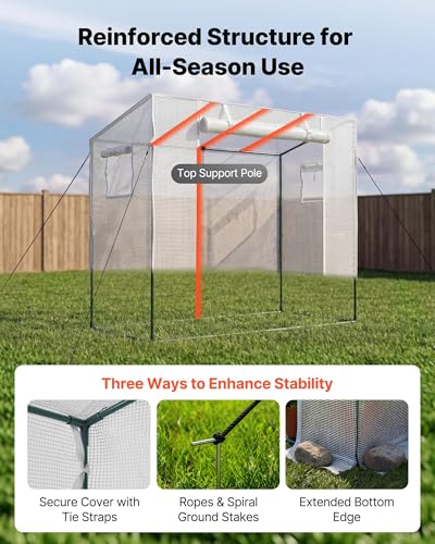Image of VEVOR Walk-in Greenhouse, 76.8 inch x 30.3 inch x 66.1 inch Greenhouse for Outdoors with Windows, PE Cover, Roll-Up Zipper Door, Walk in Green House Kit, Portable Plant Garden Hot House for Backyard, Outside