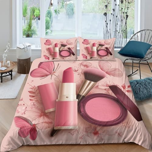 Parure de lit microfibre hypoallergique avec fermeture éclair résistante rose - 4