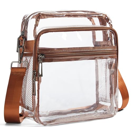 Image of LATMAP Clear Bag for Stadium Events 12x6x12 Clear Purse with 3-Zipper Pockets Crossbody Handbag Tote for Concerts Sports