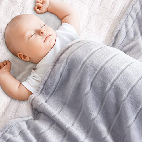 Image of Bertte Plush Baby Blanket Swaddle Receiving Blankets Super Soft Warm Lightweight Breathable Unisex for Infant Toddler Crib Stroller, 33"x 43", Smoke Grey