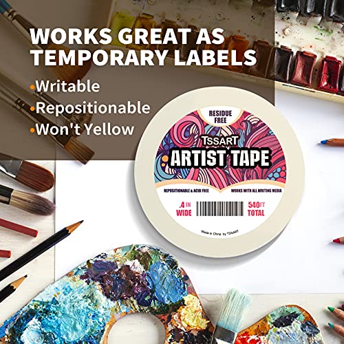 TSSART 3 Pack White Artist Tape - Masking Artists Tape for Drafting Art Watercolor Painting Canvas F