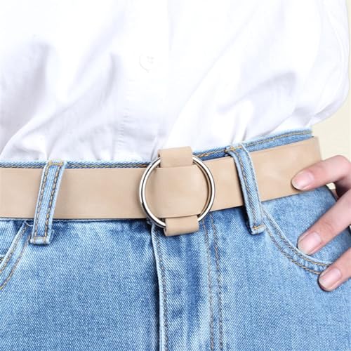 Solid Color No Needle Round Buckle Belt Casual Ladies Belt Youth Fashion Wide Belt Women 1Pcs3