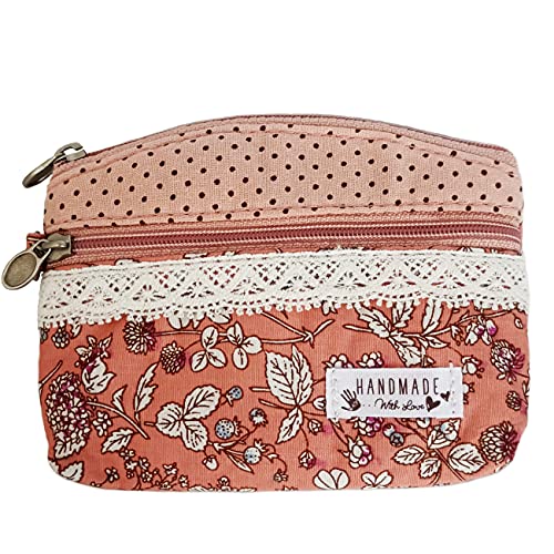 Coin Purse for Women Cute Small Wallets Change Purse Coin Pouch (orange pink)