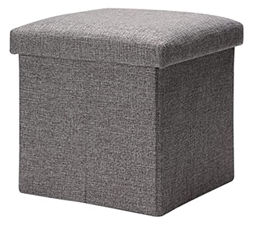 Tabouret de Pied et Poufs Cube de Rangement Pliant Gris Coffre