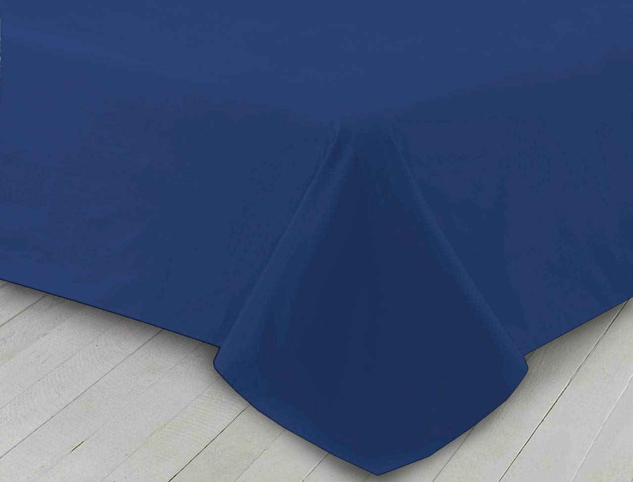 Householdfurnishing Extra Depth Luxury Plain Dyed Flat Bed Sheet Poly Cotton Single Double King (Royal Blue, Double)