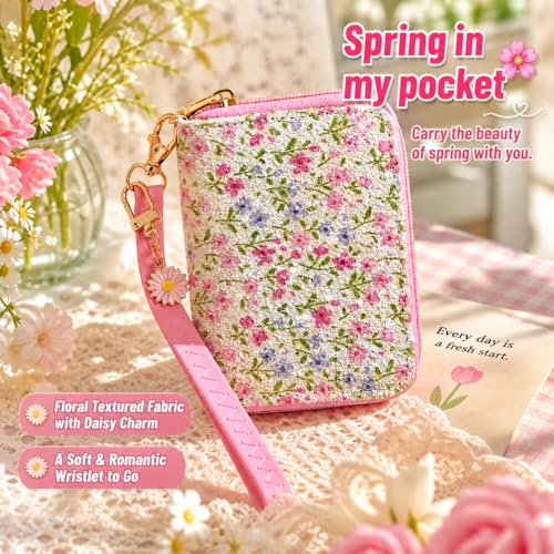 Image of AACKS Flower Wallets with Strap Little Girls Flower Coin Pouch Small Cute Wallet for Teen Girls with Coin Pocket Cherry Fruit Wallet