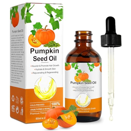 Pumpkin Seed Oil 2Fl Oz, Pure Cold Pressed Pumpkin Seed Oil for Dry Damaged Hair Growth,...