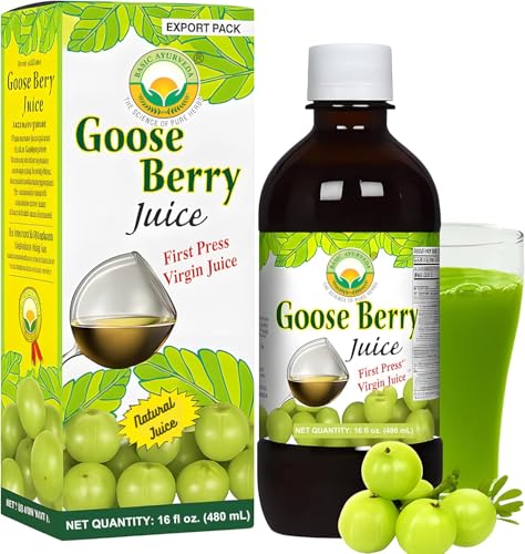 Basic Ayurveda Gooseberry Juice | 16.23 Fl Oz (480ml) | Natural Source of Vitamin C | Organic & Pure Amla Fruit Juice | No Sugar Added | for Hair, Eye, Teeth & Nails