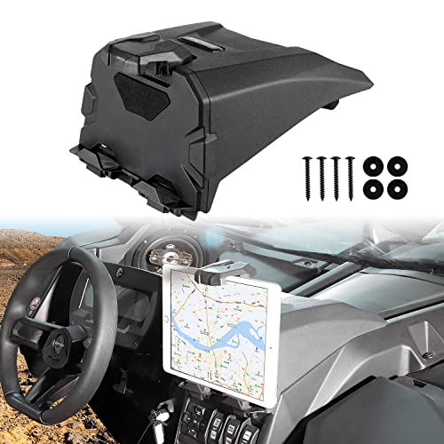 CUSAUTV X3 Electronic Device Tablet Phone Holder GPS Mount Compatible with 2017-2024 Can Am Maverick X3 / X3 Max DS MR RC Turbo R Accessories with Storage Box Organizer Tray,Replace for #715002874